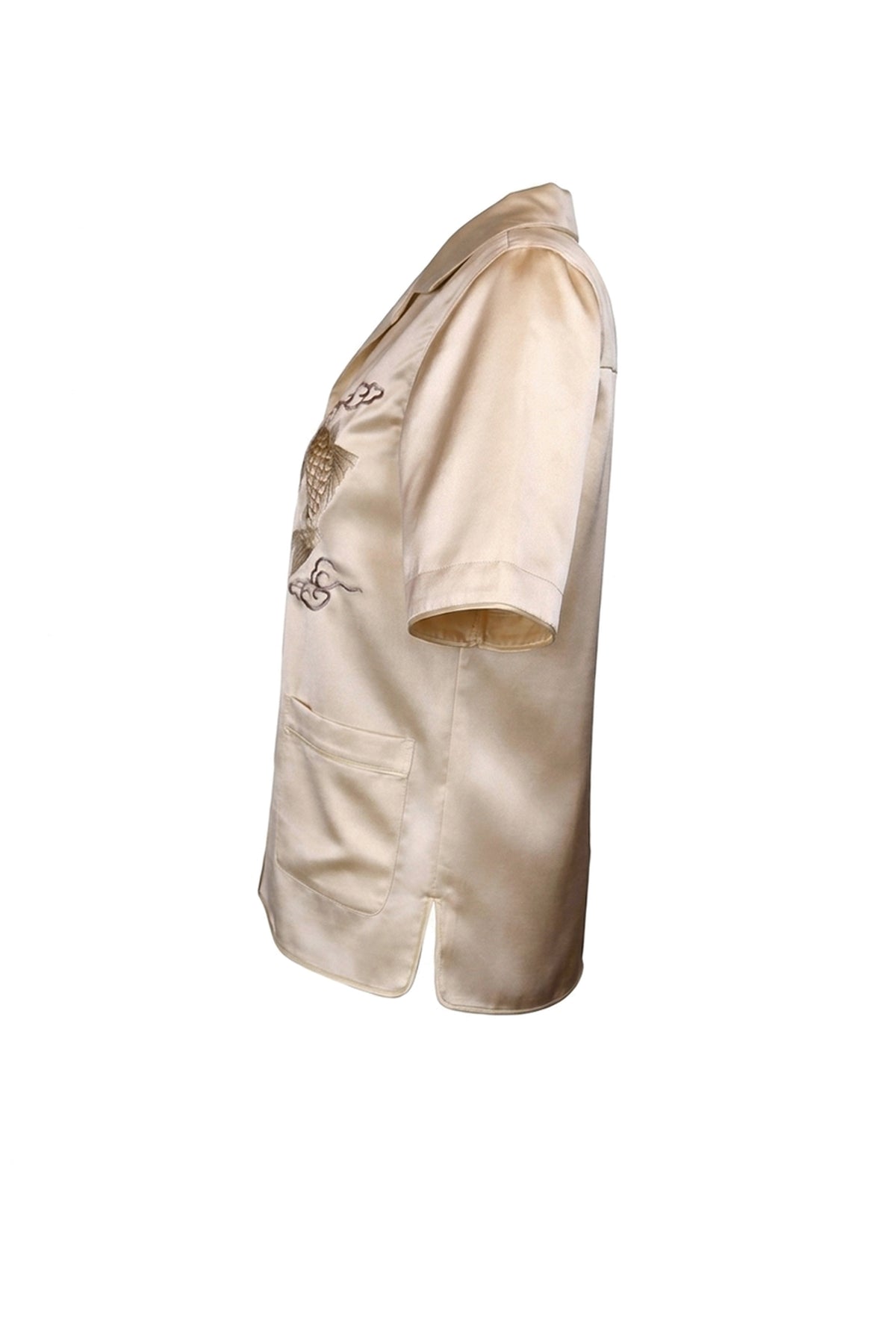 Alexander Wang Ecru Koi Embroidered Silk Shirt