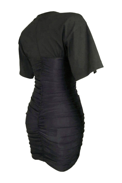 Alexander Wang Black Ruched Short-Sleeve Mini Dress