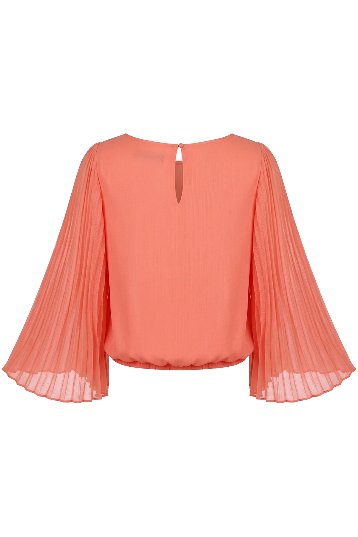 Alice + Olivia Coral Pleated Bell Sleeve Blouse