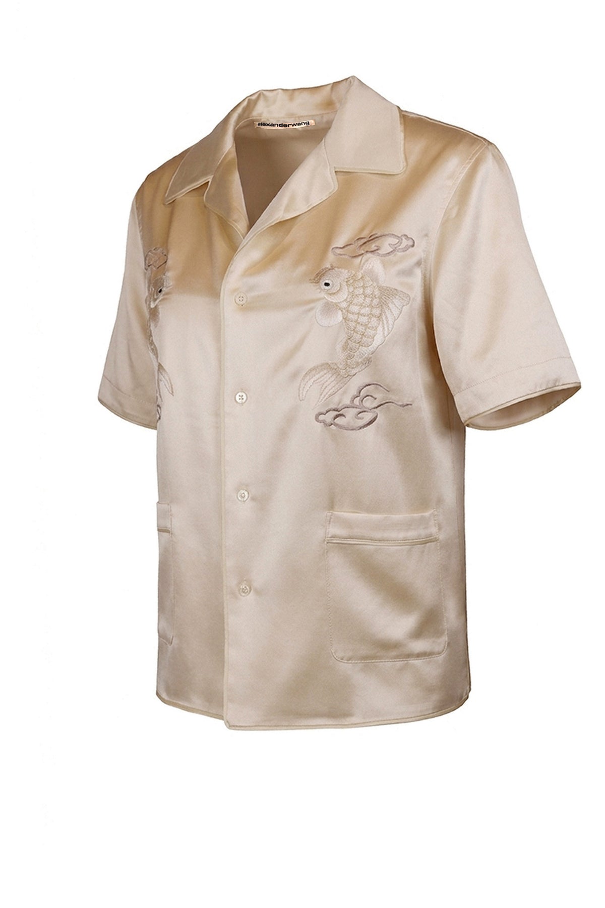 Alexander Wang Ecru Koi Embroidered Silk Shirt