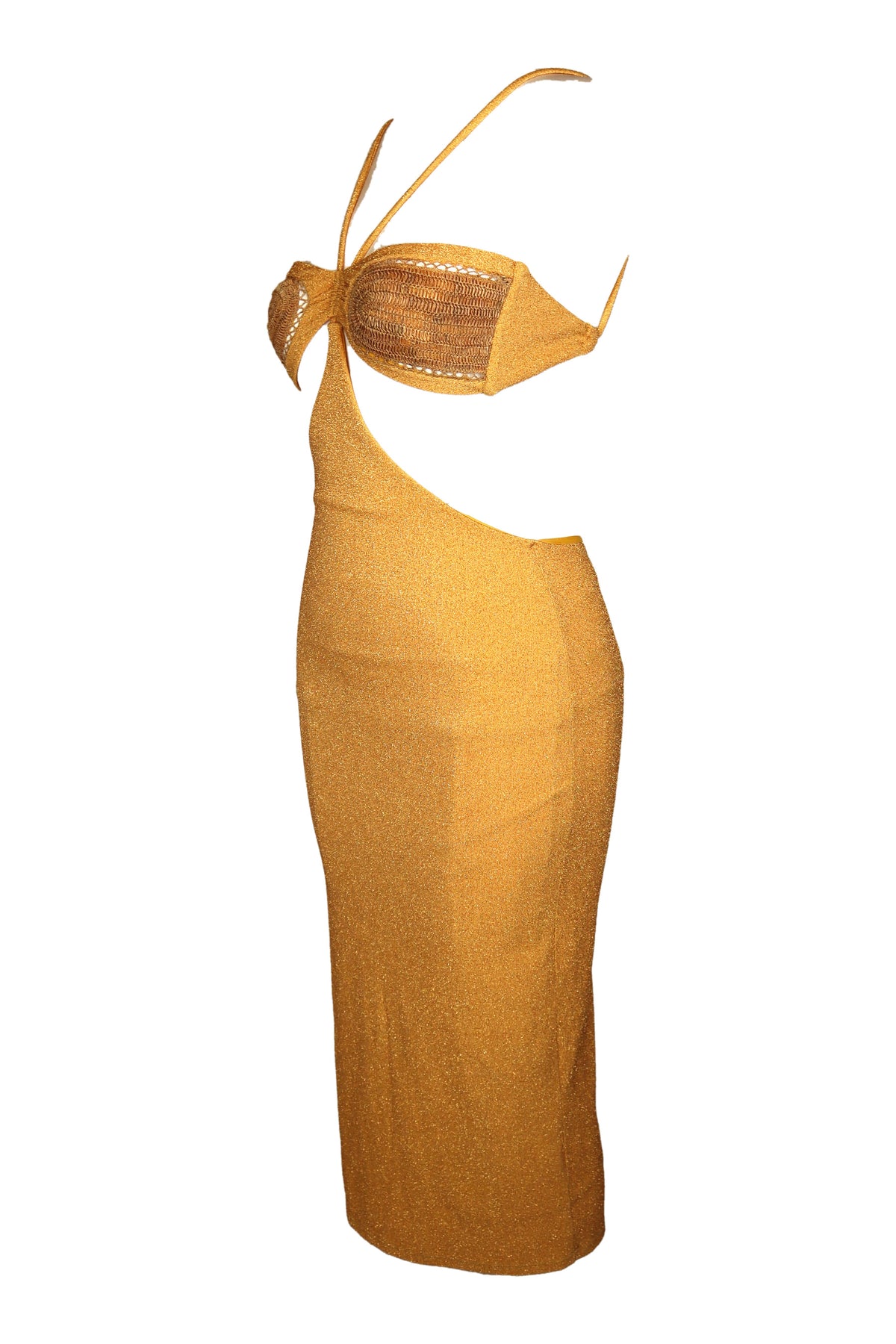 Água de Coco Gold Lurex Cut-Out Midi Dress