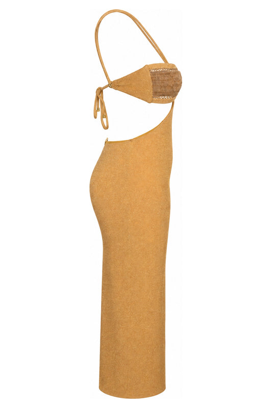 Água de Coco Gold Lurex Cut-Out Midi Dress
