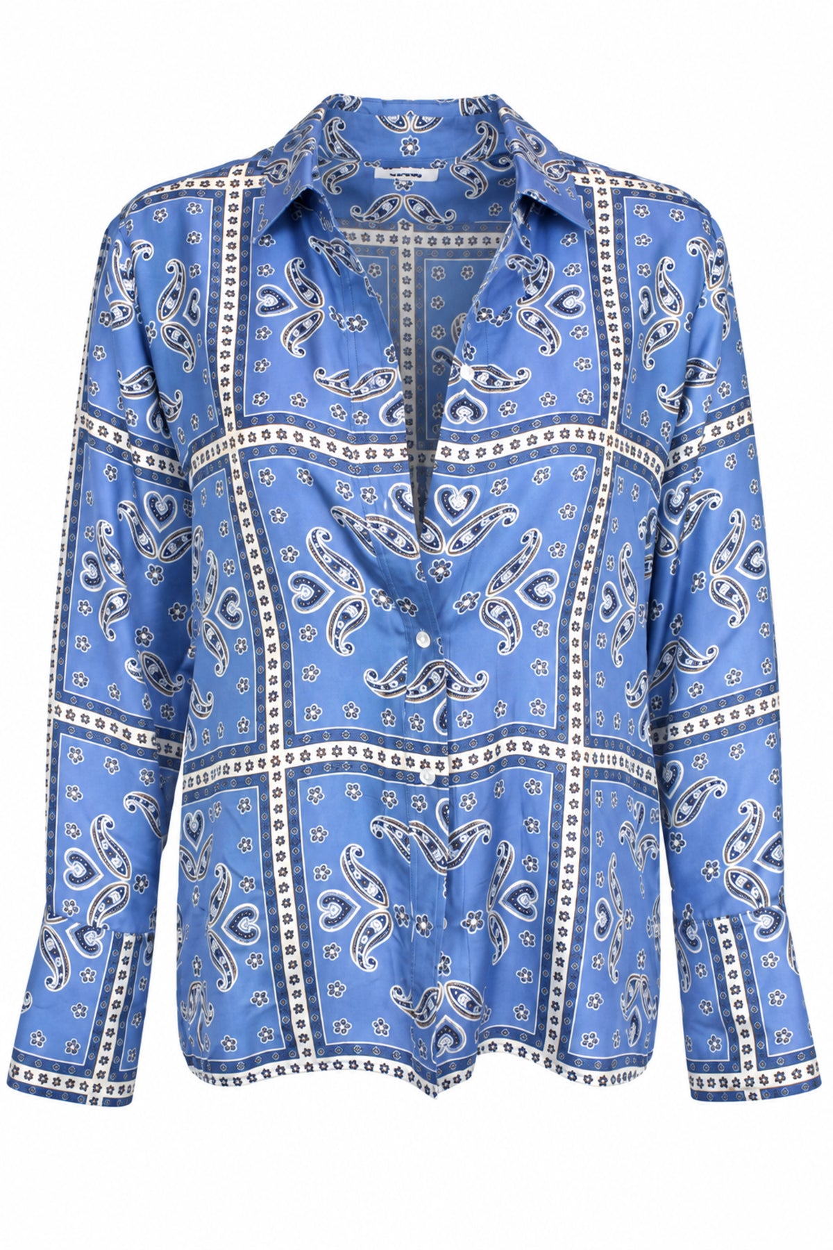 Sandro Blue Paisley Bandana Print Silky Shirt