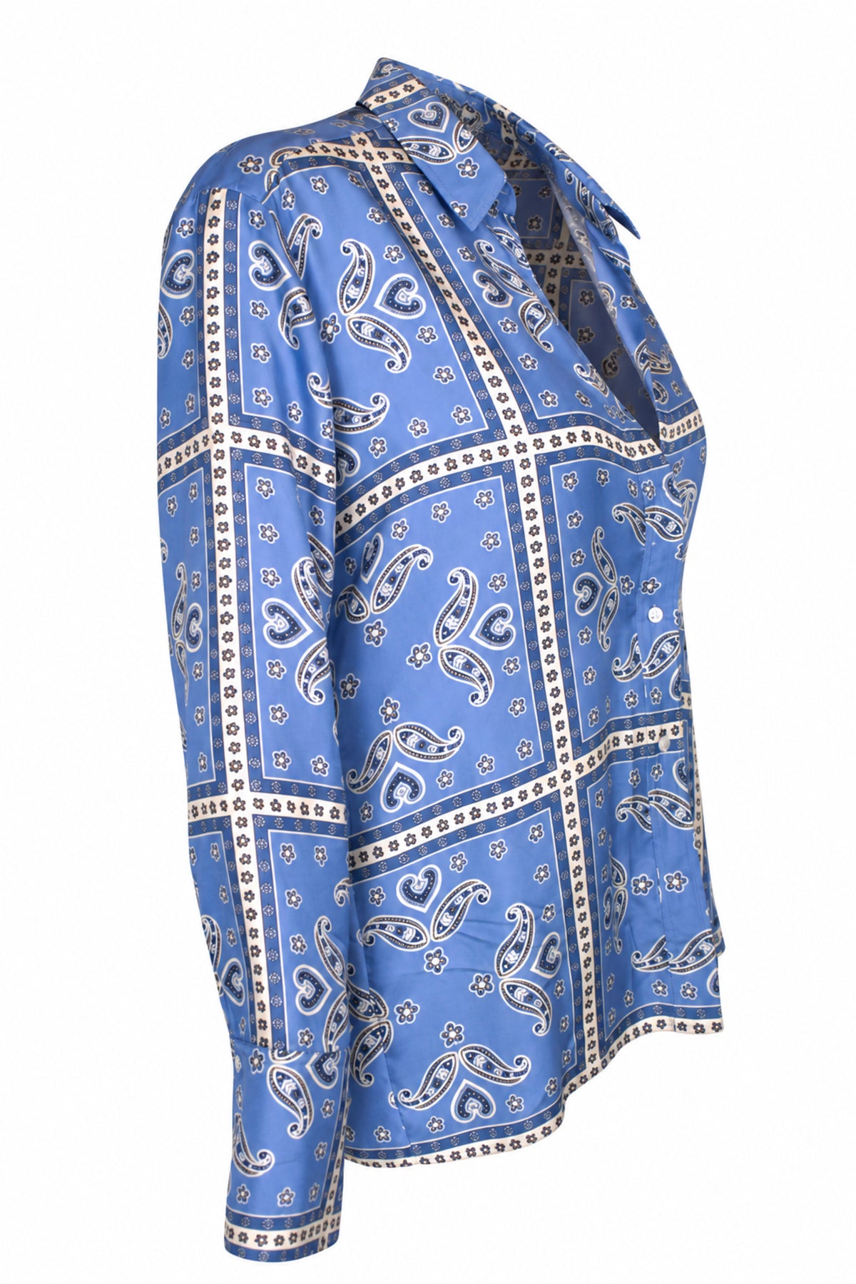 Sandro Blue Paisley Bandana Print Silky Shirt
