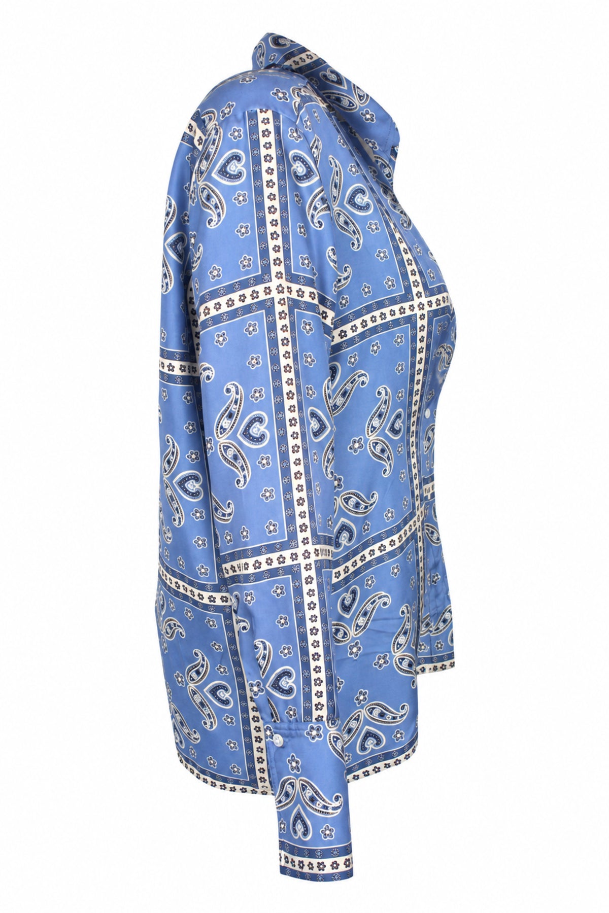 Sandro Blue Paisley Bandana Print Silky Shirt
