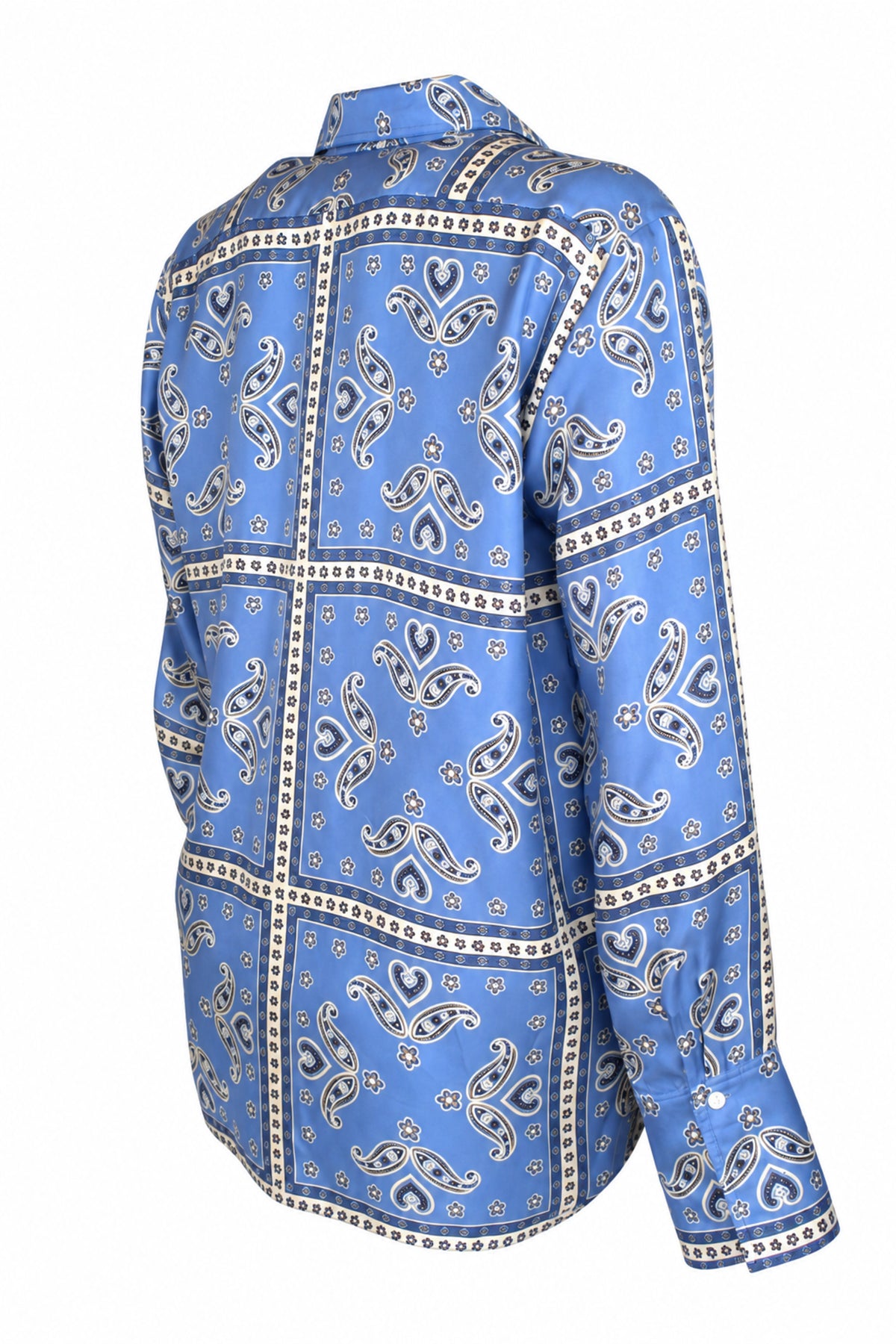 Sandro Blue Paisley Bandana Print Silky Shirt