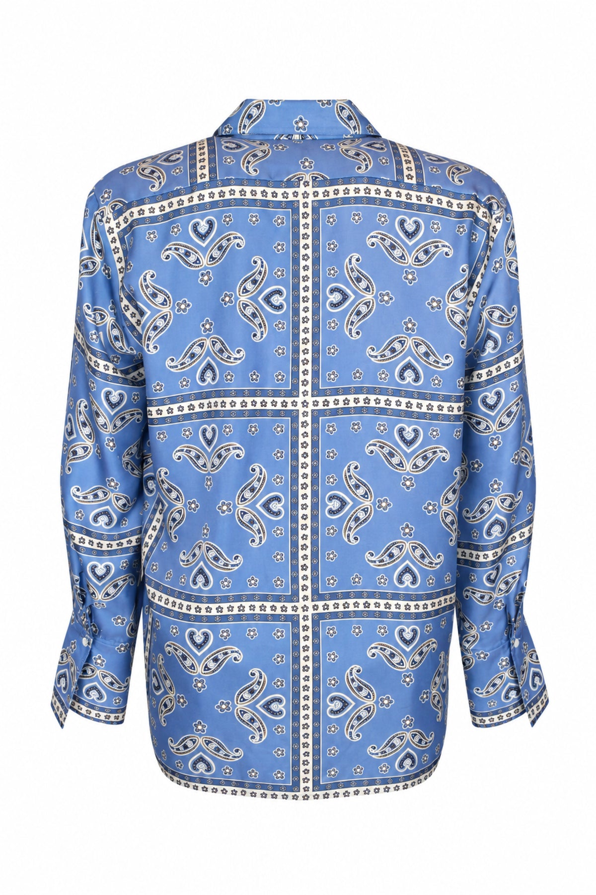 Sandro Blue Paisley Bandana Print Silky Shirt