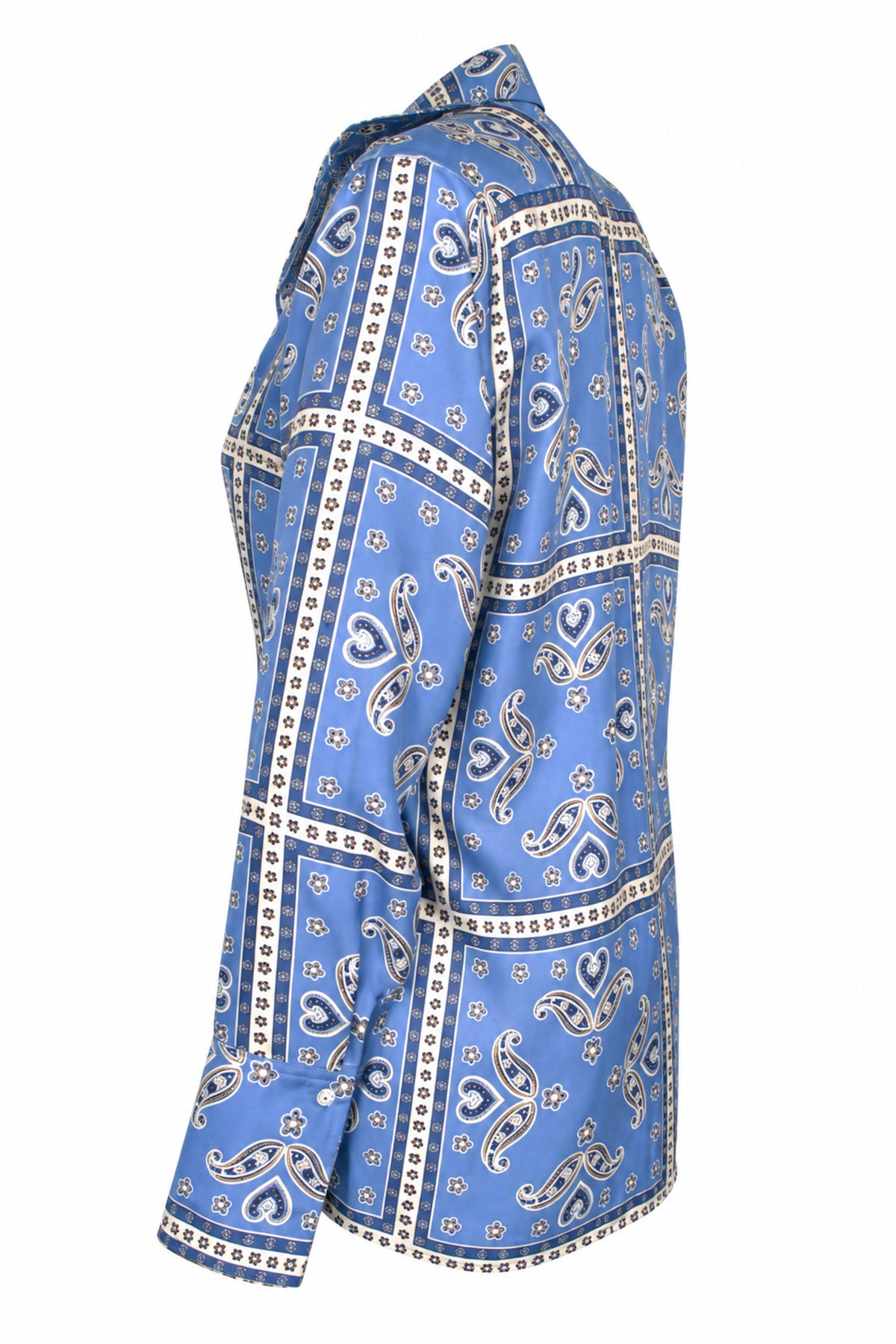 Sandro Blue Paisley Bandana Print Silky Shirt