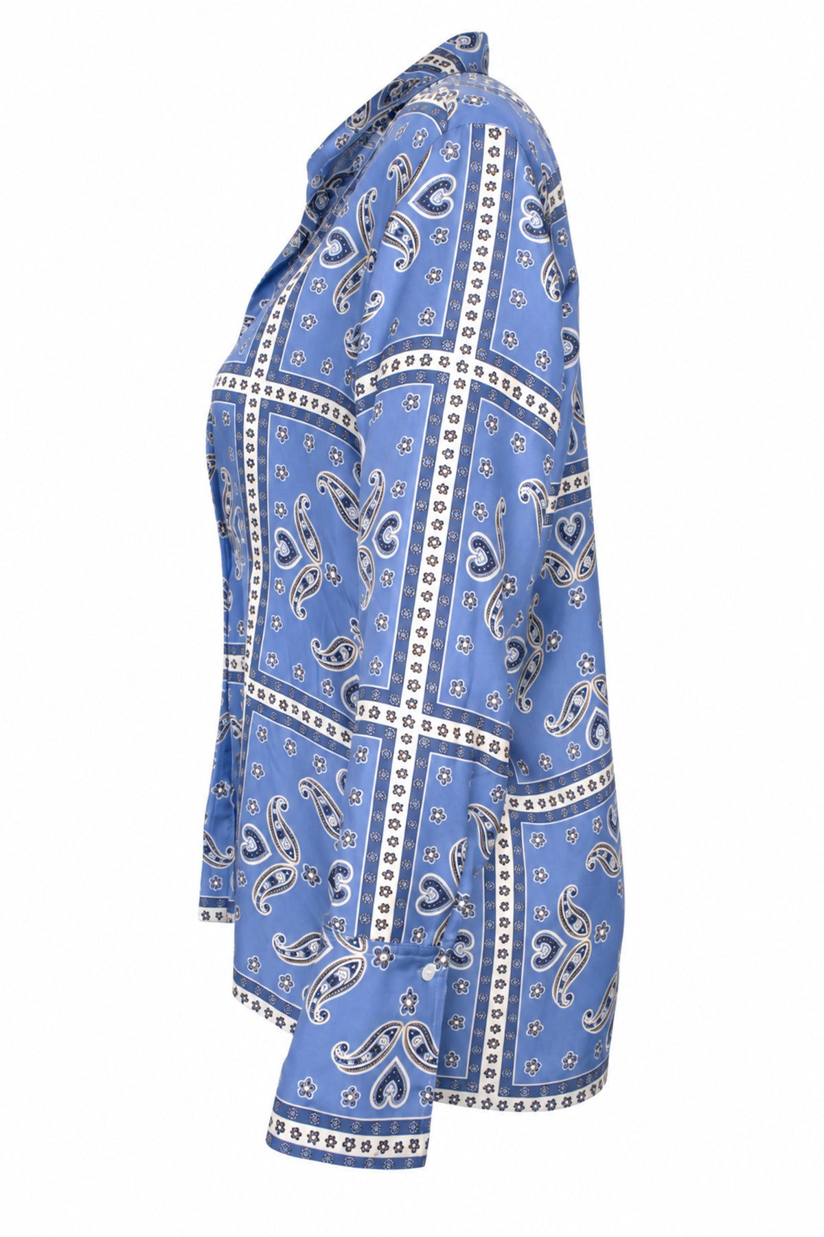 Sandro Blue Paisley Bandana Print Silky Shirt