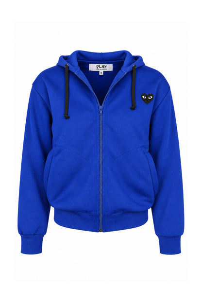 Comme des Garçons PLAY Blue Heart Logo Zip Hoodie