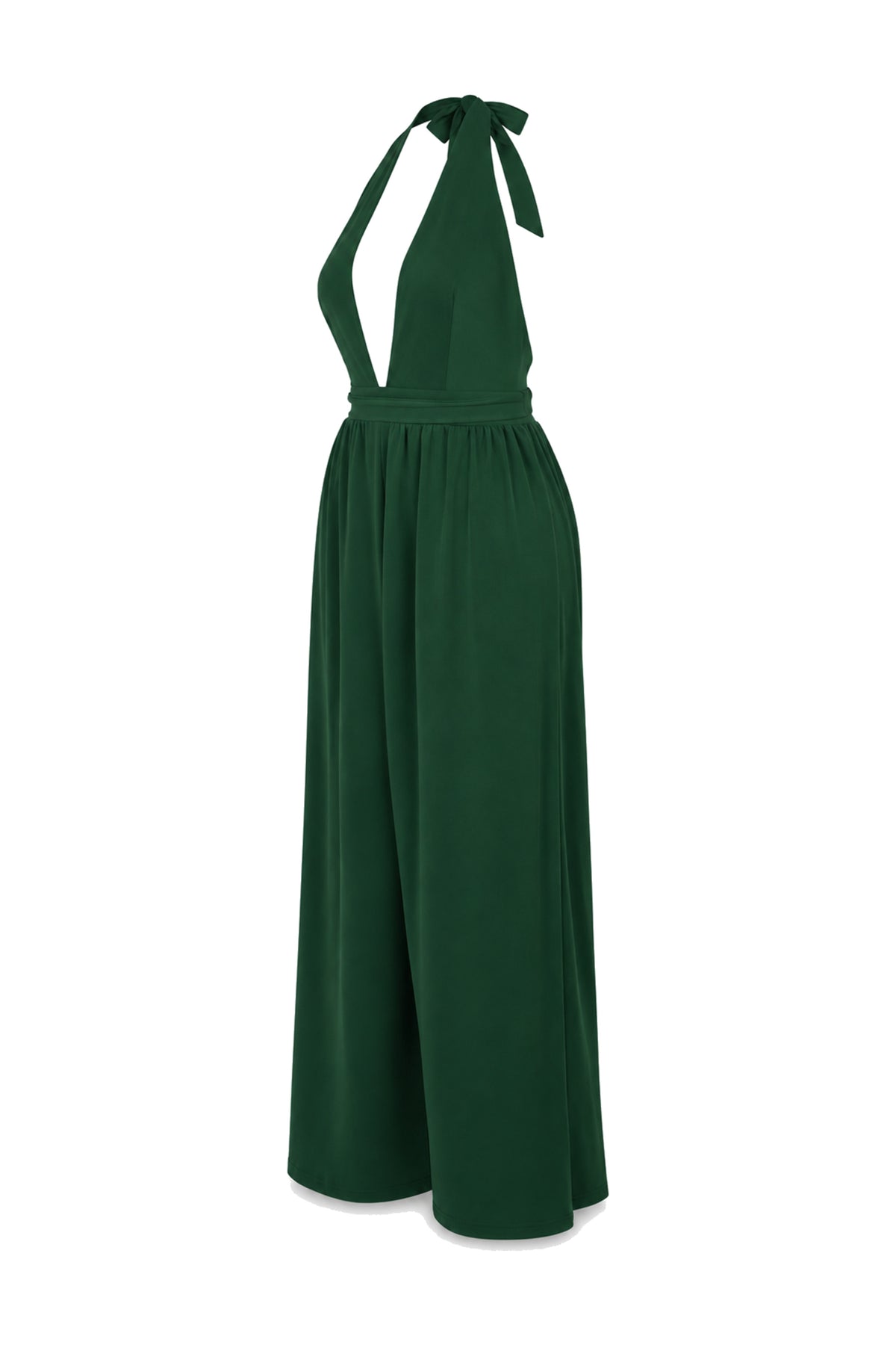 Urban Outfitters Forest Green Halter Wide-Leg Jumpsuit
