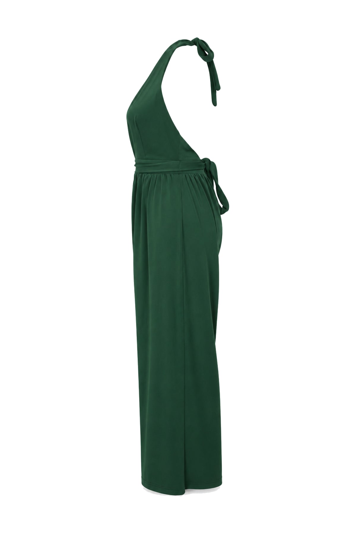 Urban Outfitters Forest Green Halter Wide-Leg Jumpsuit
