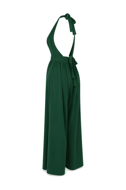 Urban Outfitters Forest Green Halter Wide-Leg Jumpsuit