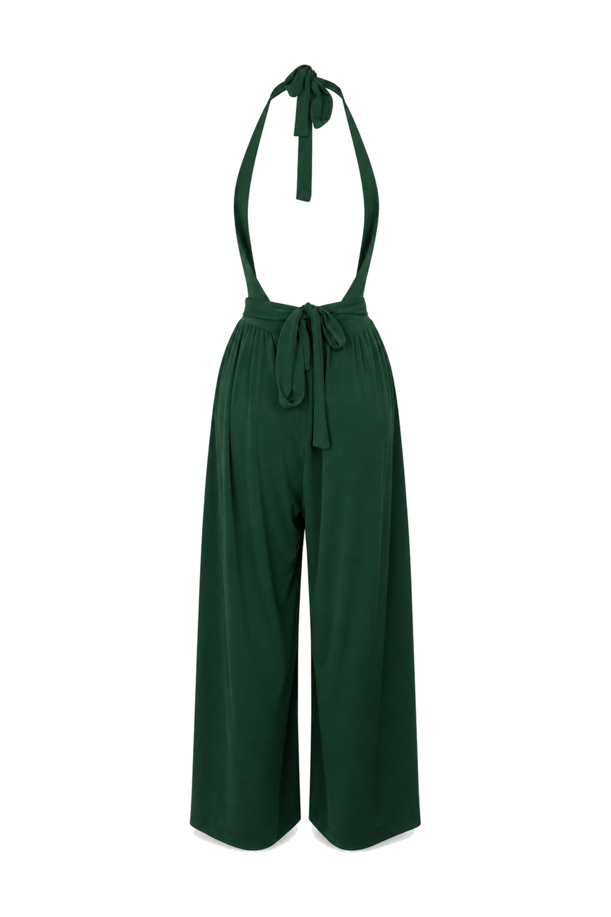 Urban Outfitters Forest Green Halter Wide-Leg Jumpsuit