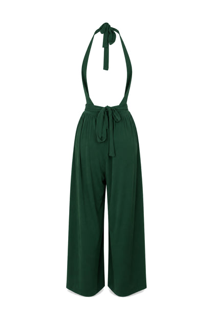 Urban Outfitters Forest Green Halter Wide-Leg Jumpsuit