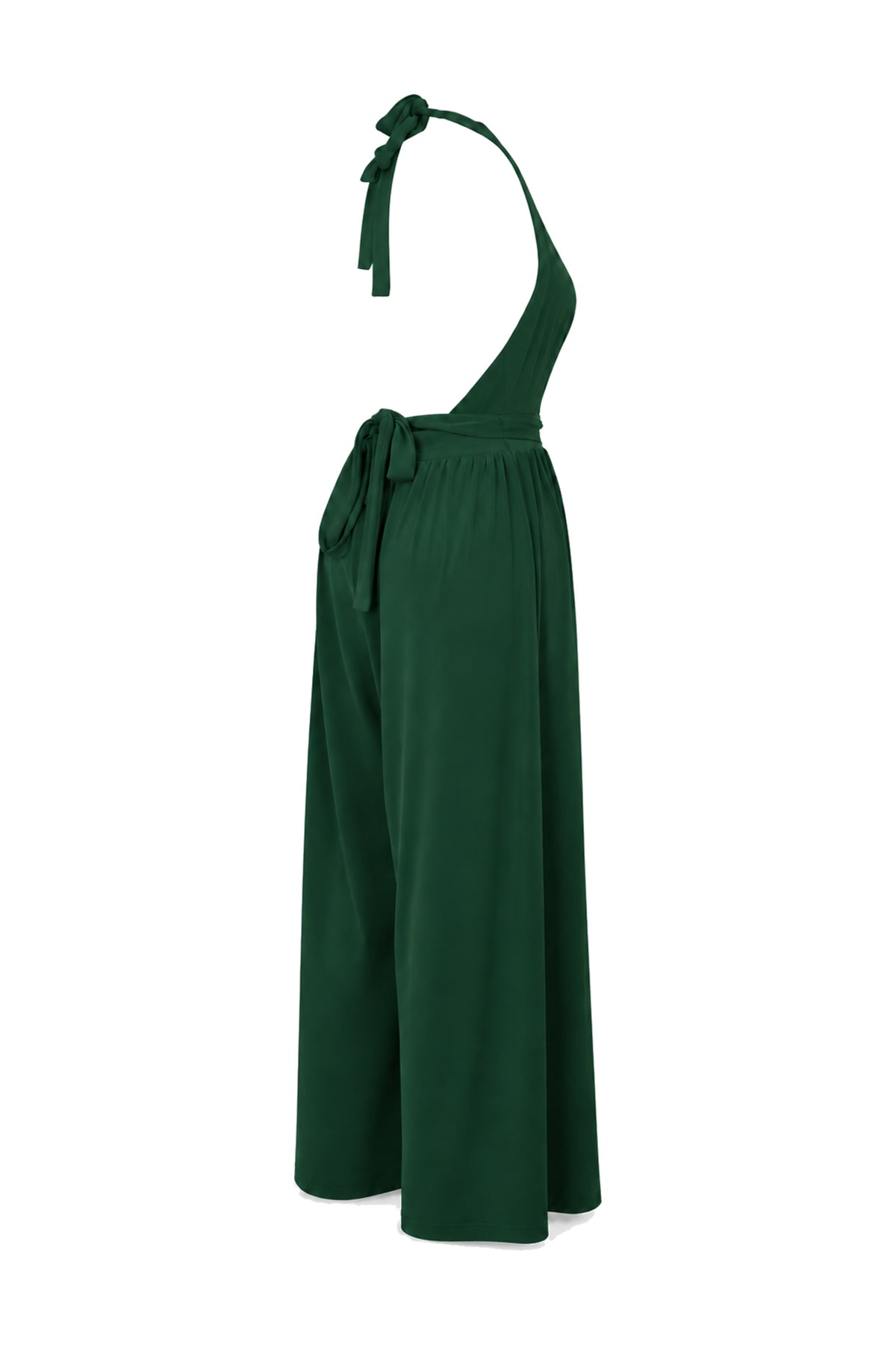 Urban Outfitters Forest Green Halter Wide-Leg Jumpsuit