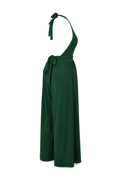 Urban Outfitters Forest Green Halter Wide-Leg Jumpsuit