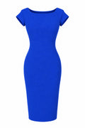 Zara Woman Cobalt Blue Cap Sleeve Bodycon Midi Dress