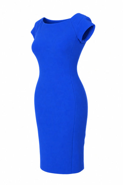 Zara Woman Cobalt Blue Cap Sleeve Bodycon Midi Dress