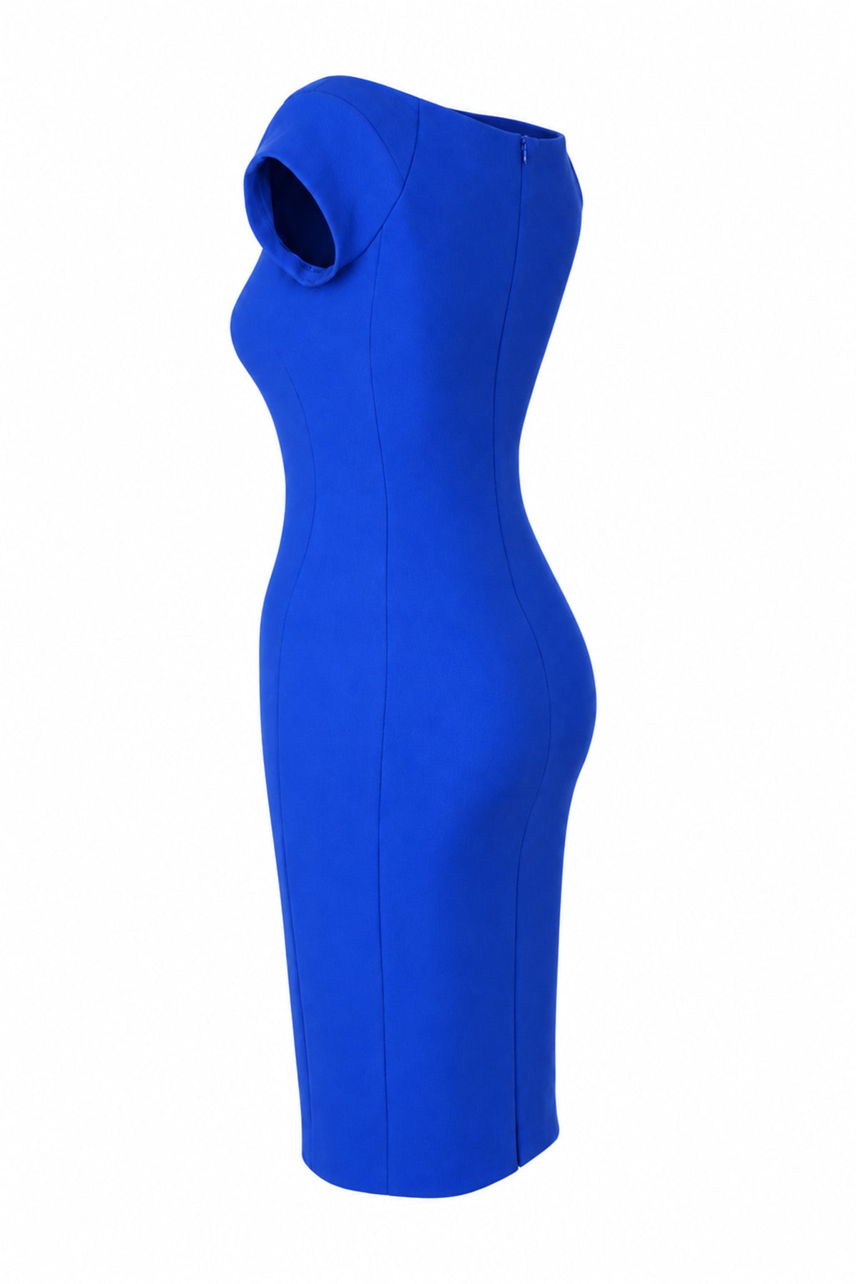 Zara Woman Cobalt Blue Cap Sleeve Bodycon Midi Dress