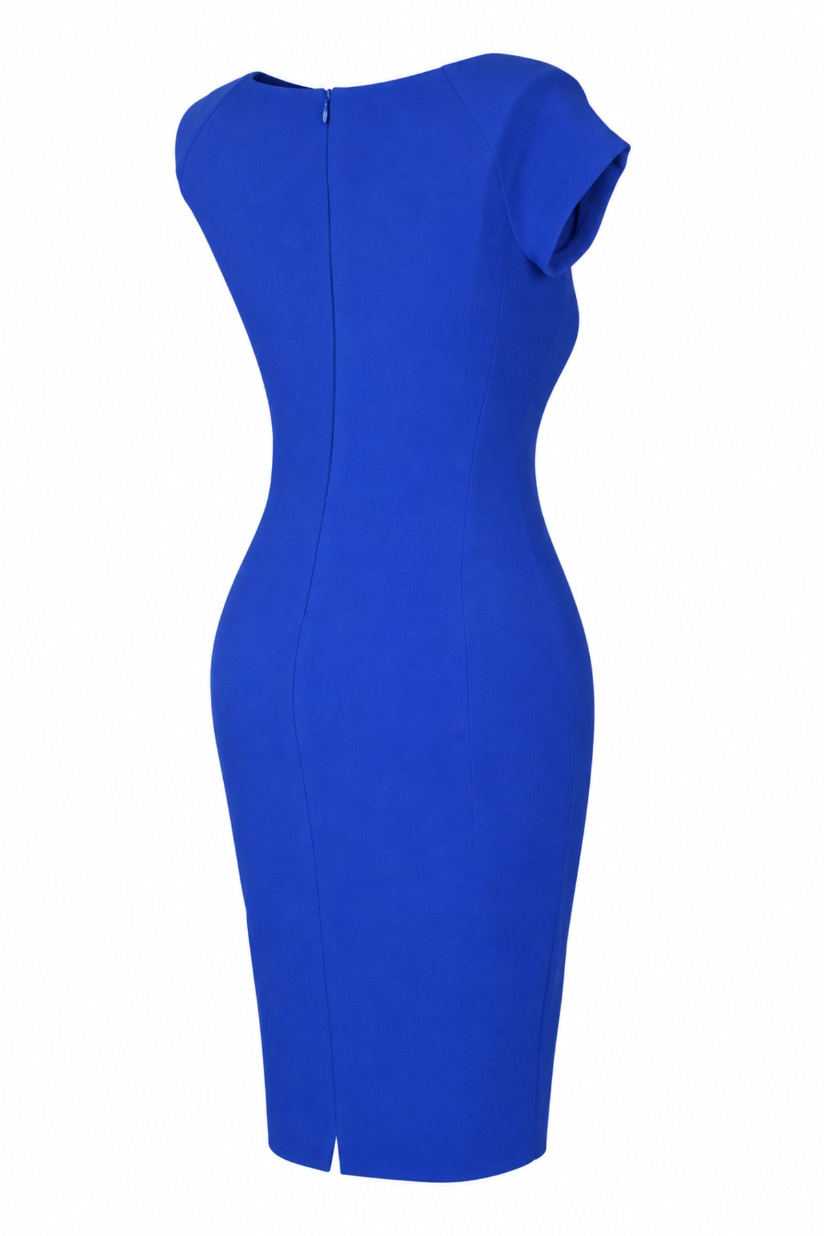 Zara Woman Cobalt Blue Cap Sleeve Bodycon Midi Dress
