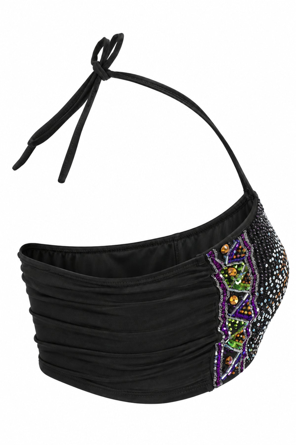 Topshop Sequin Embellished Halter Bandeau Crop Top