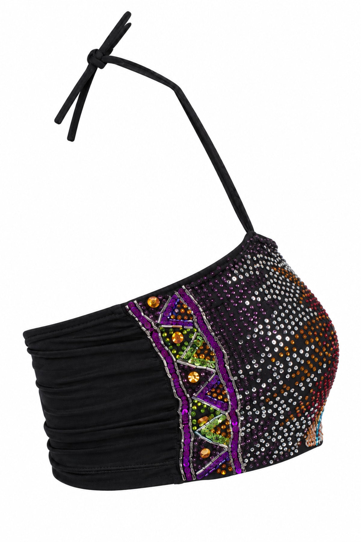 Topshop Sequin Embellished Halter Bandeau Crop Top