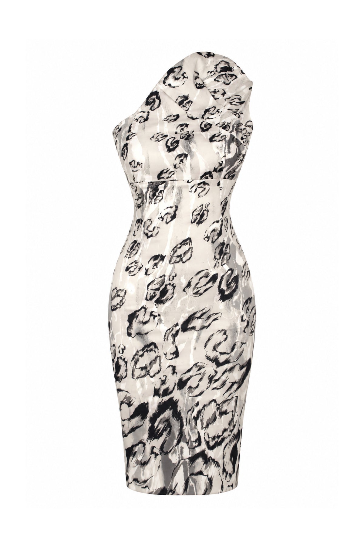Karen Millen Grey Abstract Print Halter Pencil Dress