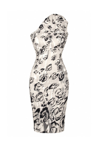 Karen Millen Grey Abstract Print Halter Pencil Dress