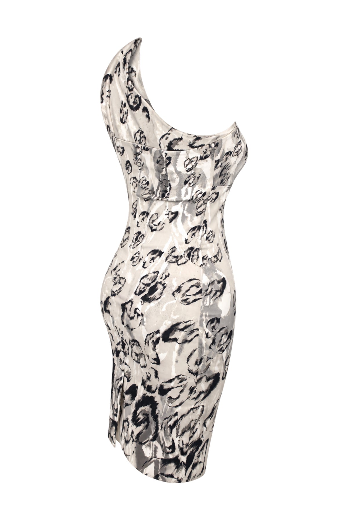 Karen Millen Grey Abstract Print Halter Pencil Dress