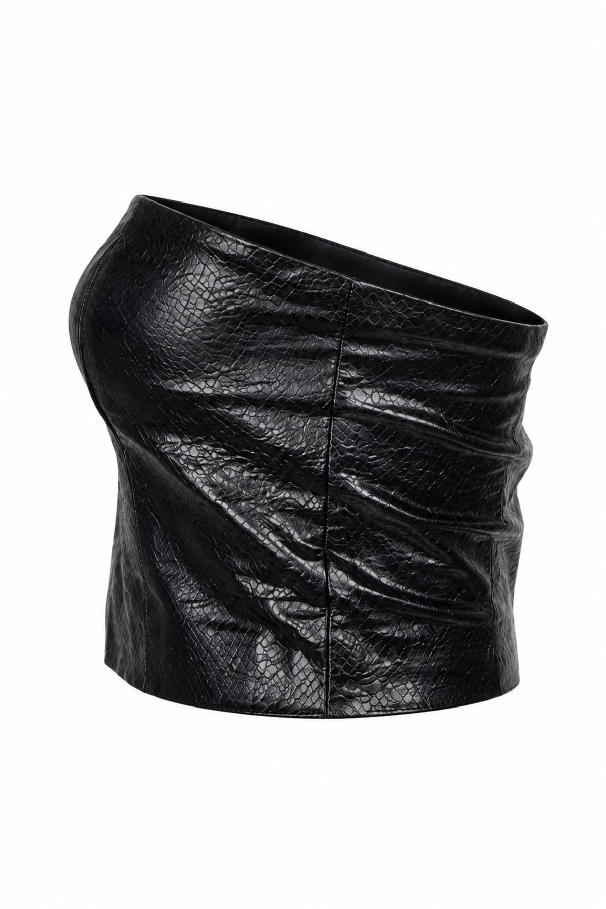 Rotate Birger Christensen Black Faux Leather Strapless Zip Top