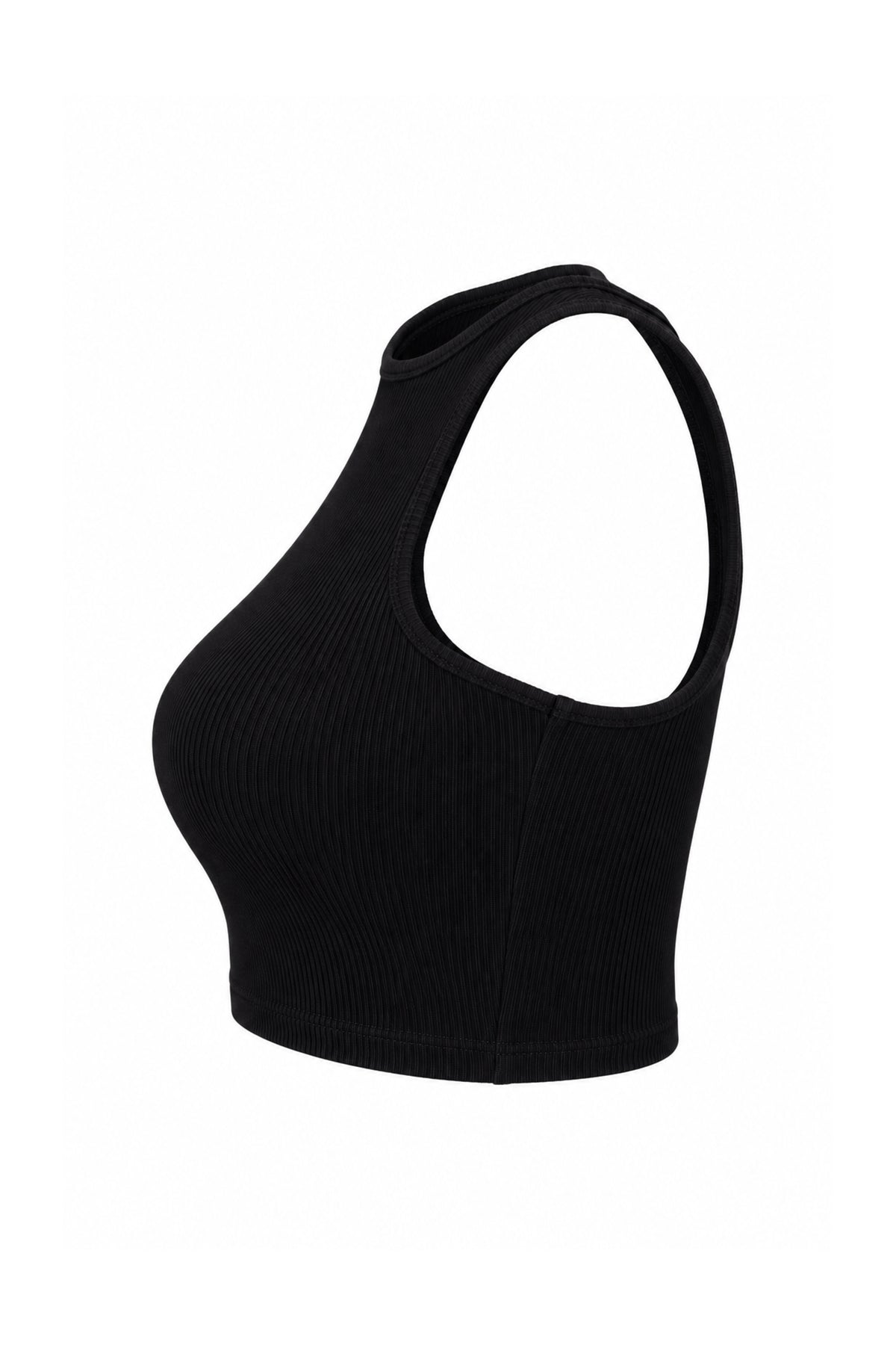 Off-White Black Ribbed Logo Racer Crop Top