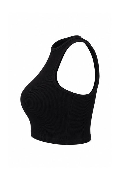 Off-White Black Ribbed Logo Racer Crop Top