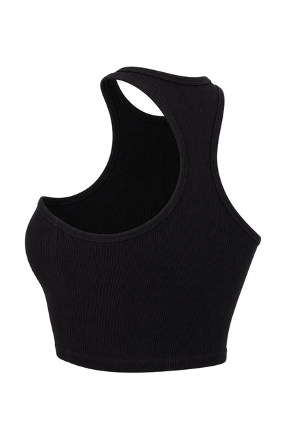 Off-White Black Ribbed Logo Racer Crop Top
