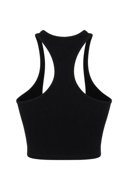 Off-White Black Ribbed Logo Racer Crop Top