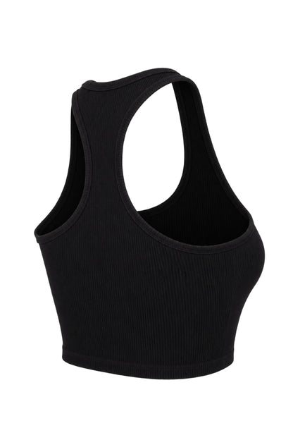 Off-White Black Ribbed Logo Racer Crop Top