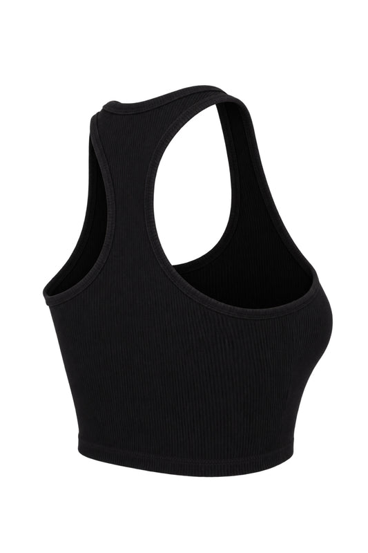 Off-White Black Ribbed Logo Racer Crop Top
