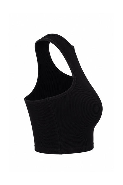 Off-White Black Ribbed Logo Racer Crop Top