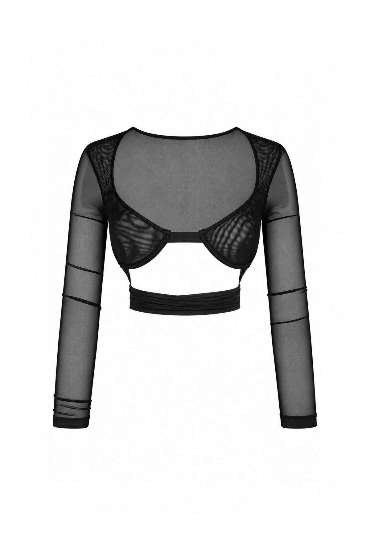 Kikiriki Black Sheer Mesh Underwire Shrug Crop Top