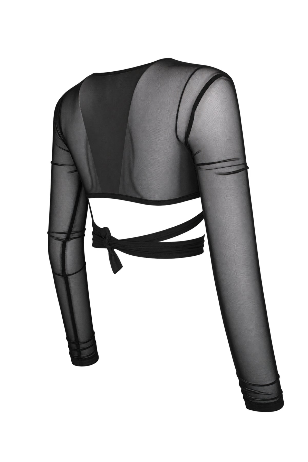 Kikiriki Black Sheer Mesh Underwire Shrug Crop Top