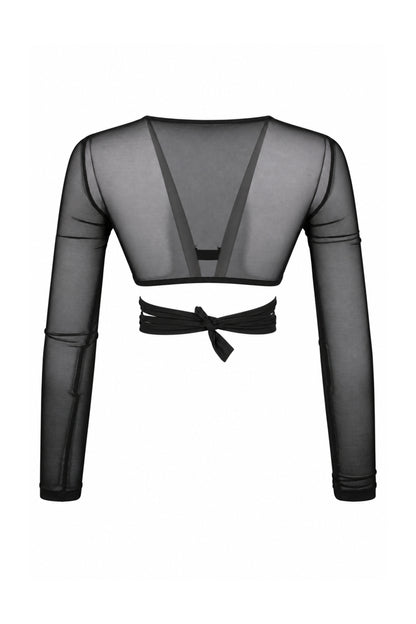Kikiriki Black Sheer Mesh Underwire Shrug Crop Top