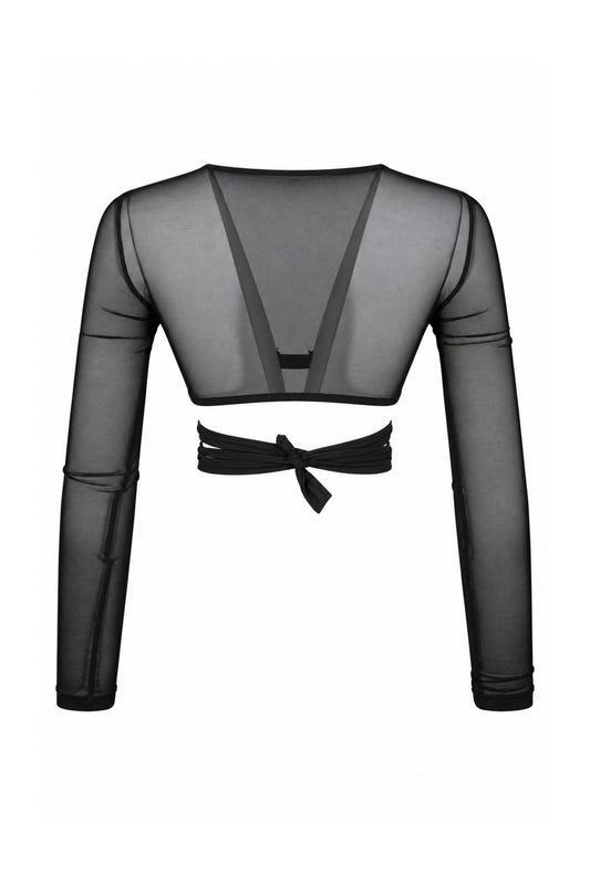 Kikiriki Black Sheer Mesh Underwire Shrug Crop Top