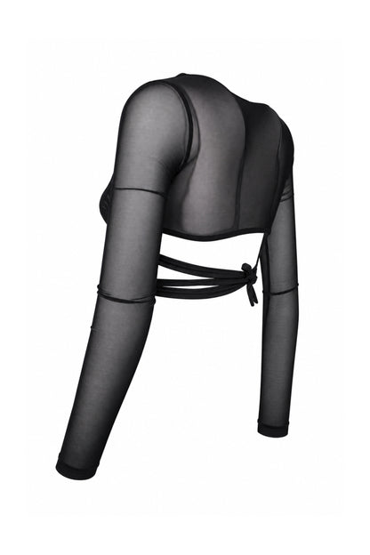Kikiriki Black Sheer Mesh Underwire Shrug Crop Top