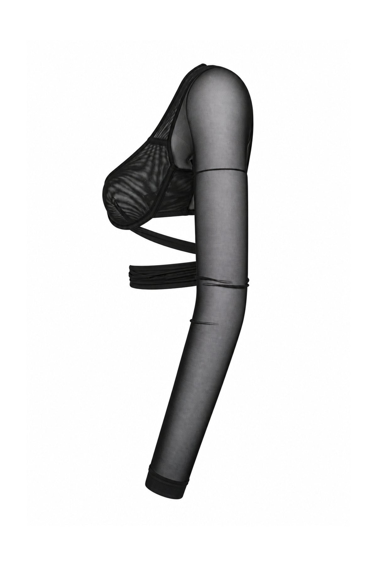 Kikiriki Black Sheer Mesh Underwire Shrug Crop Top