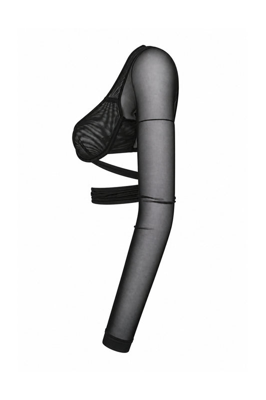 Kikiriki Black Sheer Mesh Underwire Shrug Crop Top