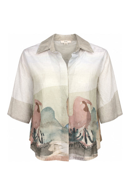 Laika Watercolour Landscape Print Cotton Shirt