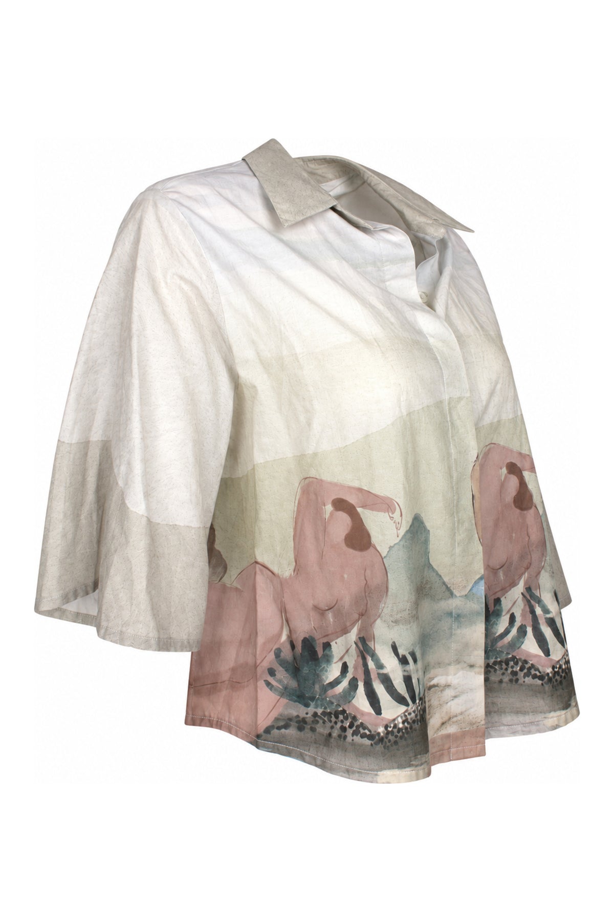Laika Watercolour Landscape Print Cotton Shirt