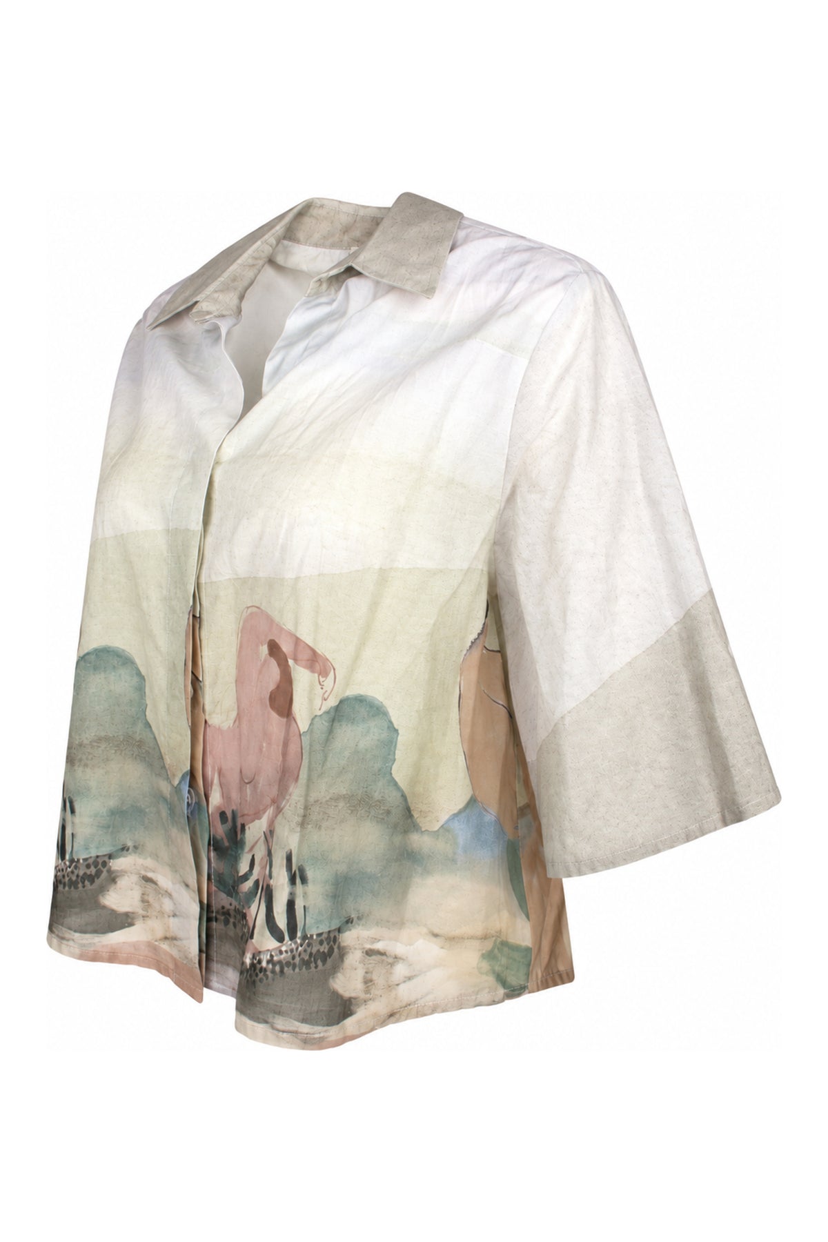 Laika Watercolour Landscape Print Cotton Shirt