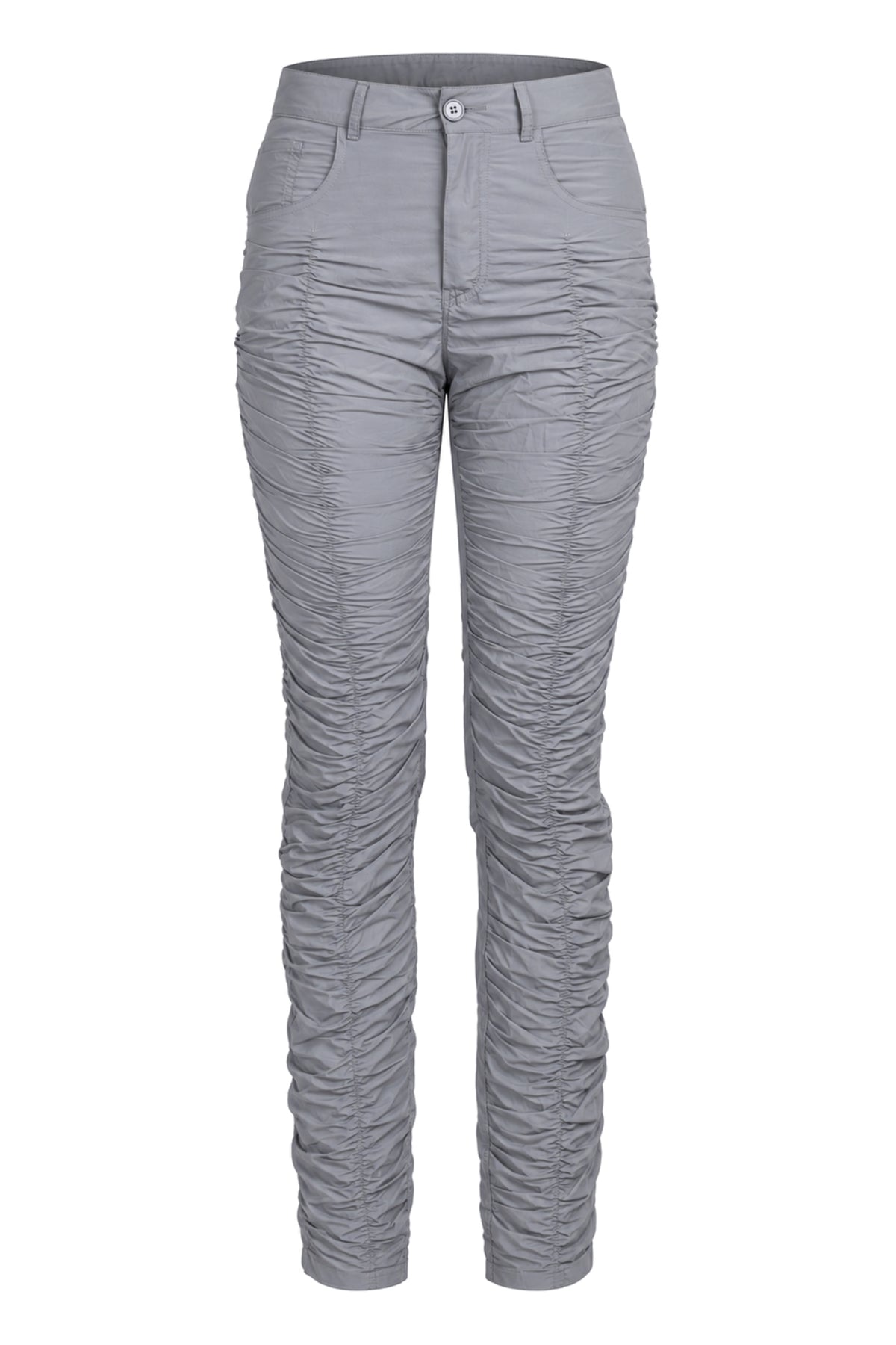 MM6 Maison Margiela Grey Ruched Leg Slim Trousers