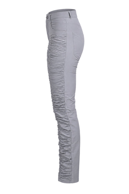 MM6 Maison Margiela Grey Ruched Leg Slim Trousers